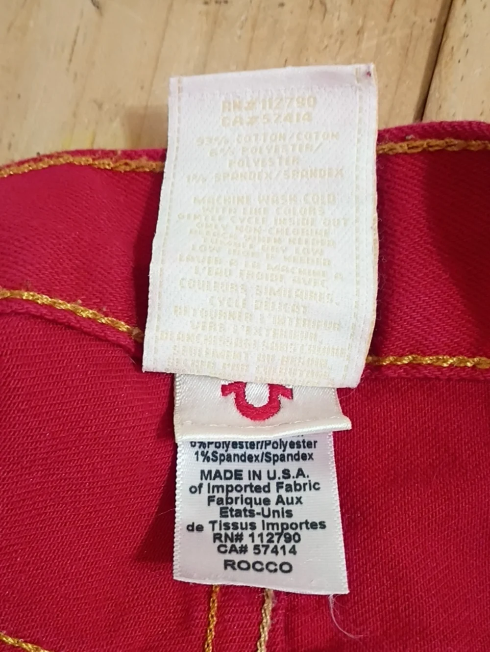 True Religion Rocco Red Denim Slim Straight Jeans Size 29 Inseam 34